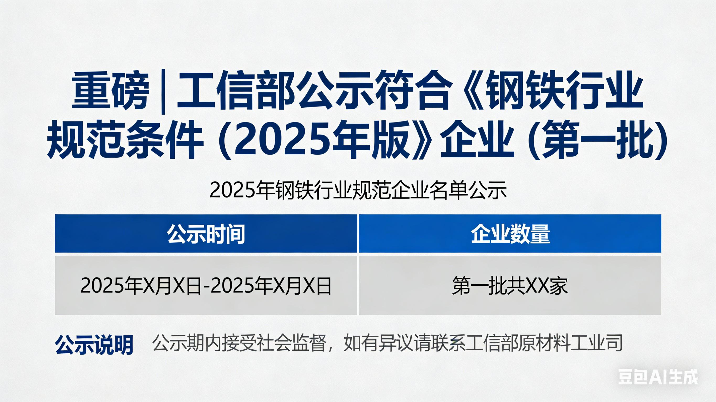 重磅｜工信部公示符合《钢铁行业规范条件（2025年版）》企业（第一批）